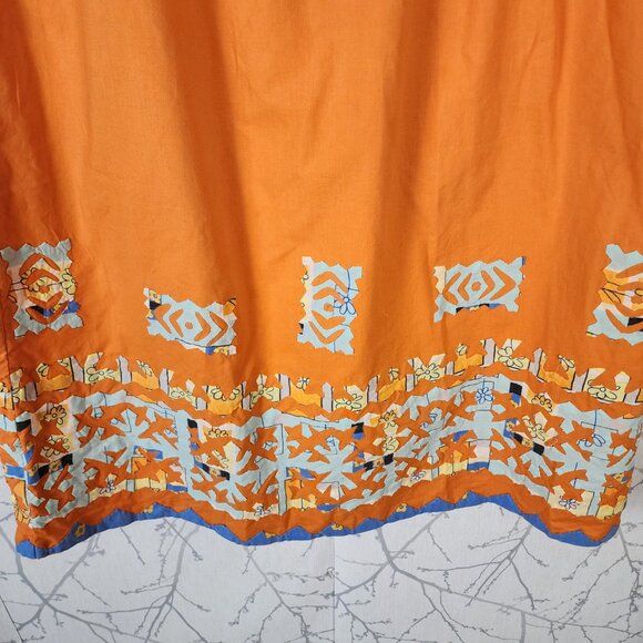Handmade Orange Geometric Applique Drawstring Maxi Skirt - Picture 4 of 5